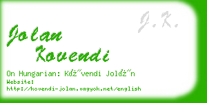 jolan kovendi business card